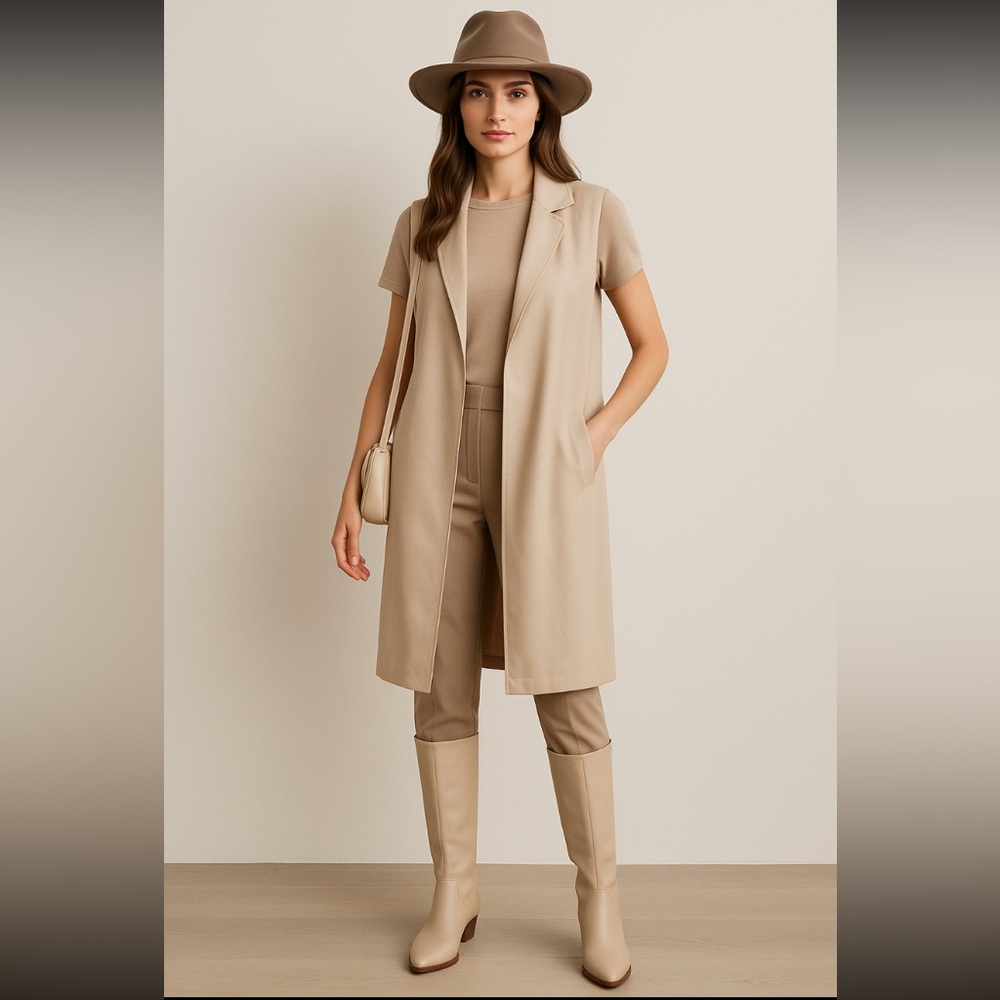 Philosophy by Anthropologie- midi oatmeal colour vest with pockets and…